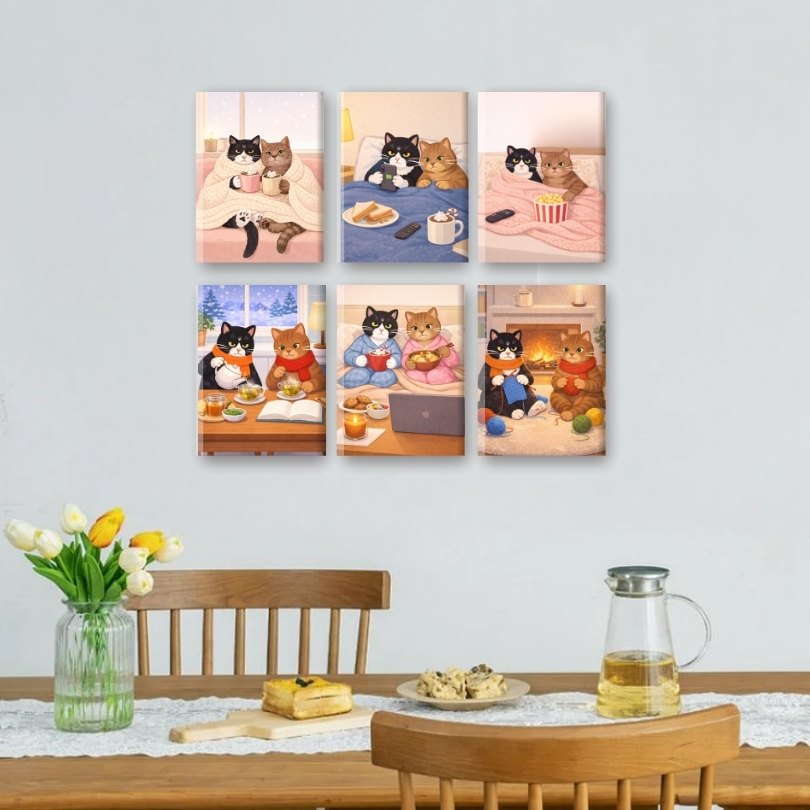 6 Mini Paintings | Cozy Cats Set