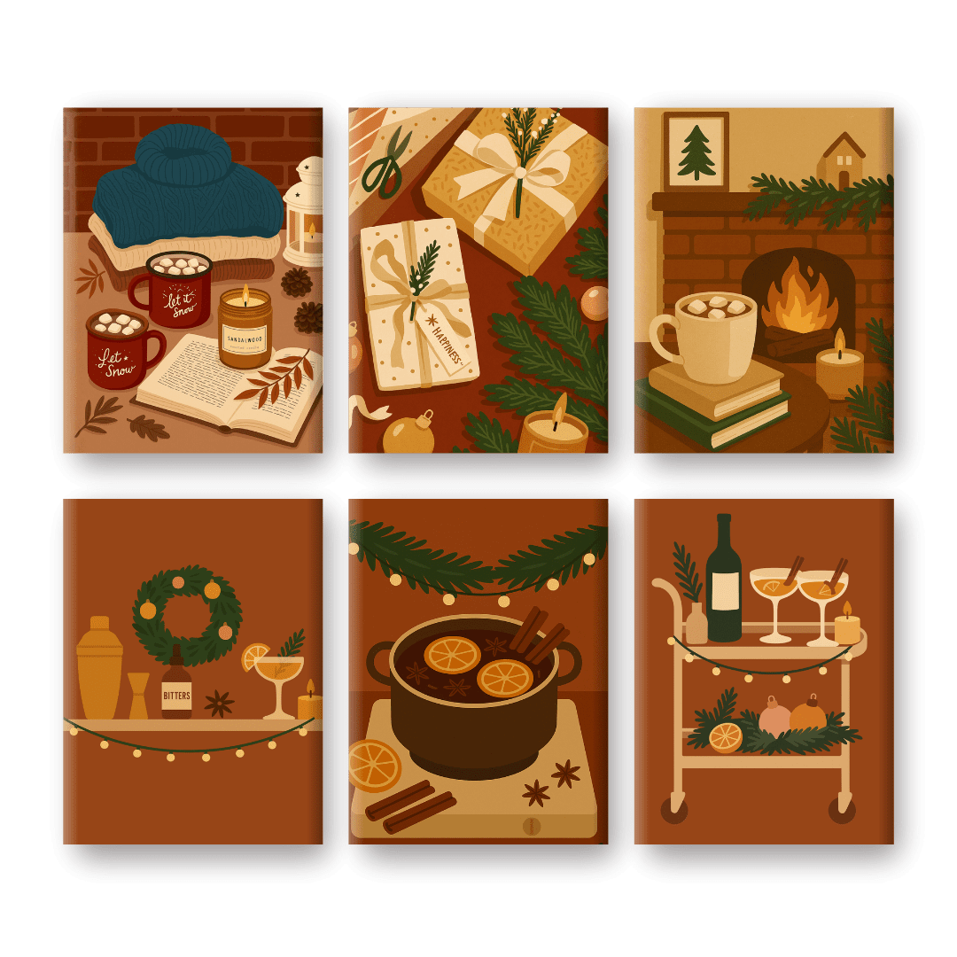 6 Mini Paintings | Cozy Winter Set