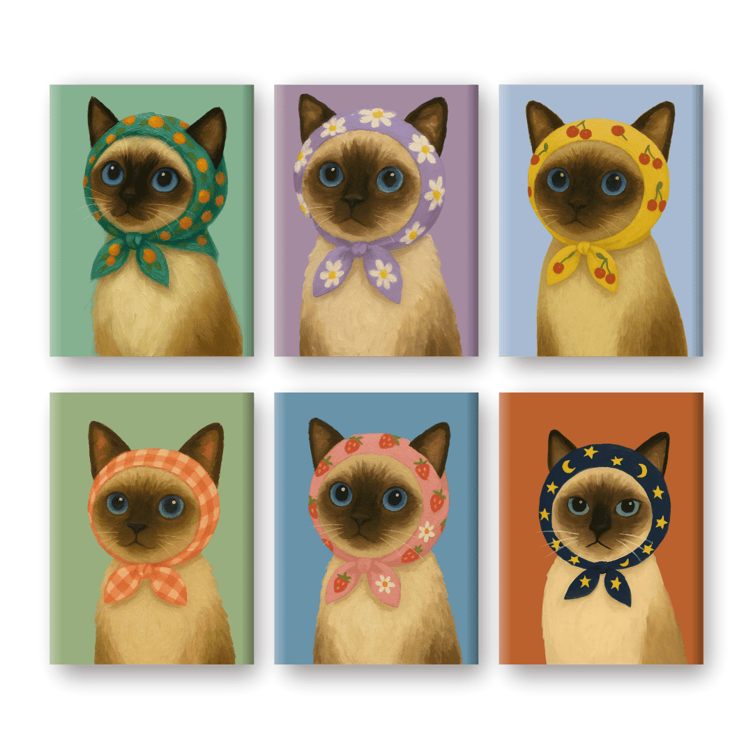 6 Mini Paintings | Cute Cat Set