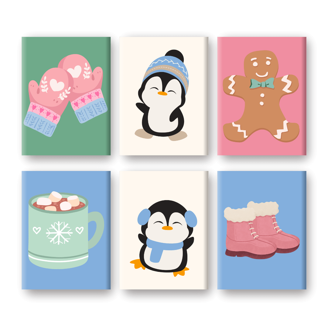 6 Mini Paintings | Cute Winter Set