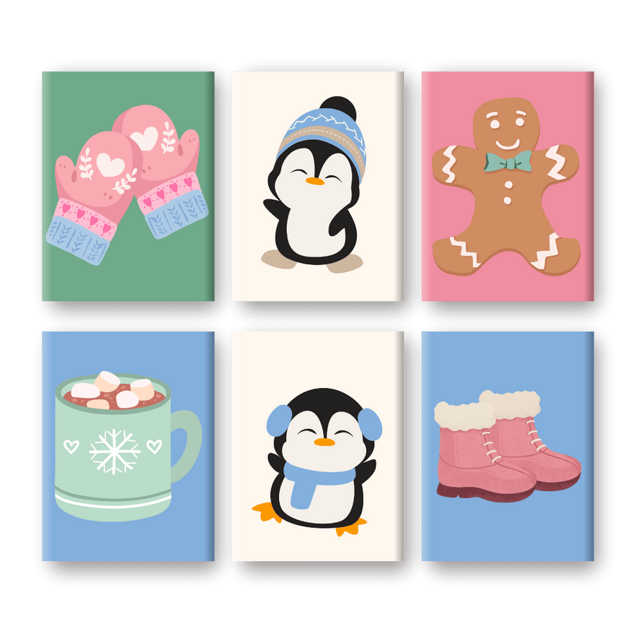 6 Mini Paintings | Cute Winter Set