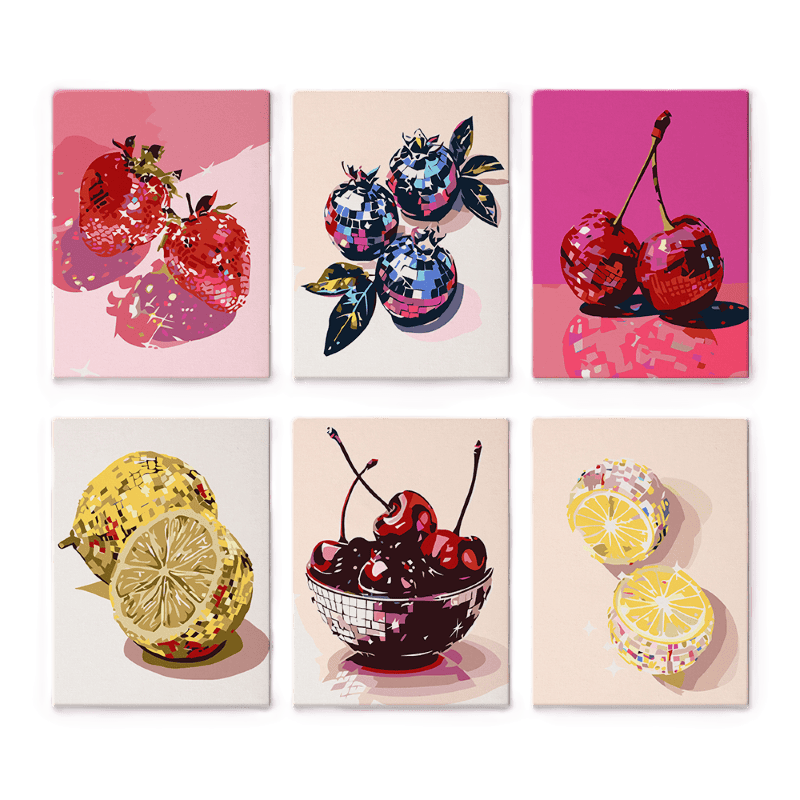 6 Mini Paintings | Disco Fruit Set