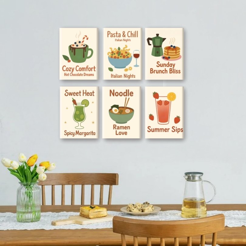 6 Mini Paintings | Drinks & Food Set