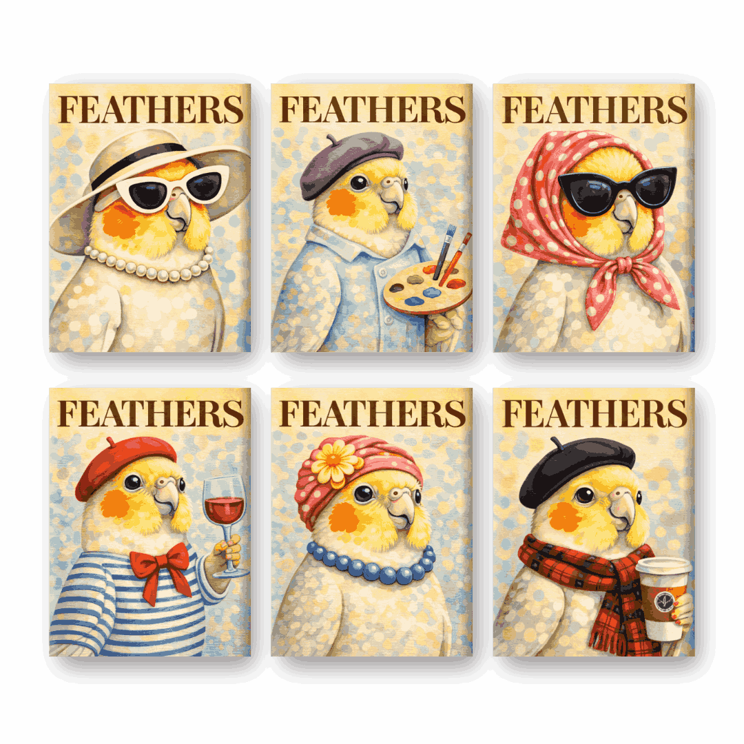 6 Mini Paintings | Feathers Set