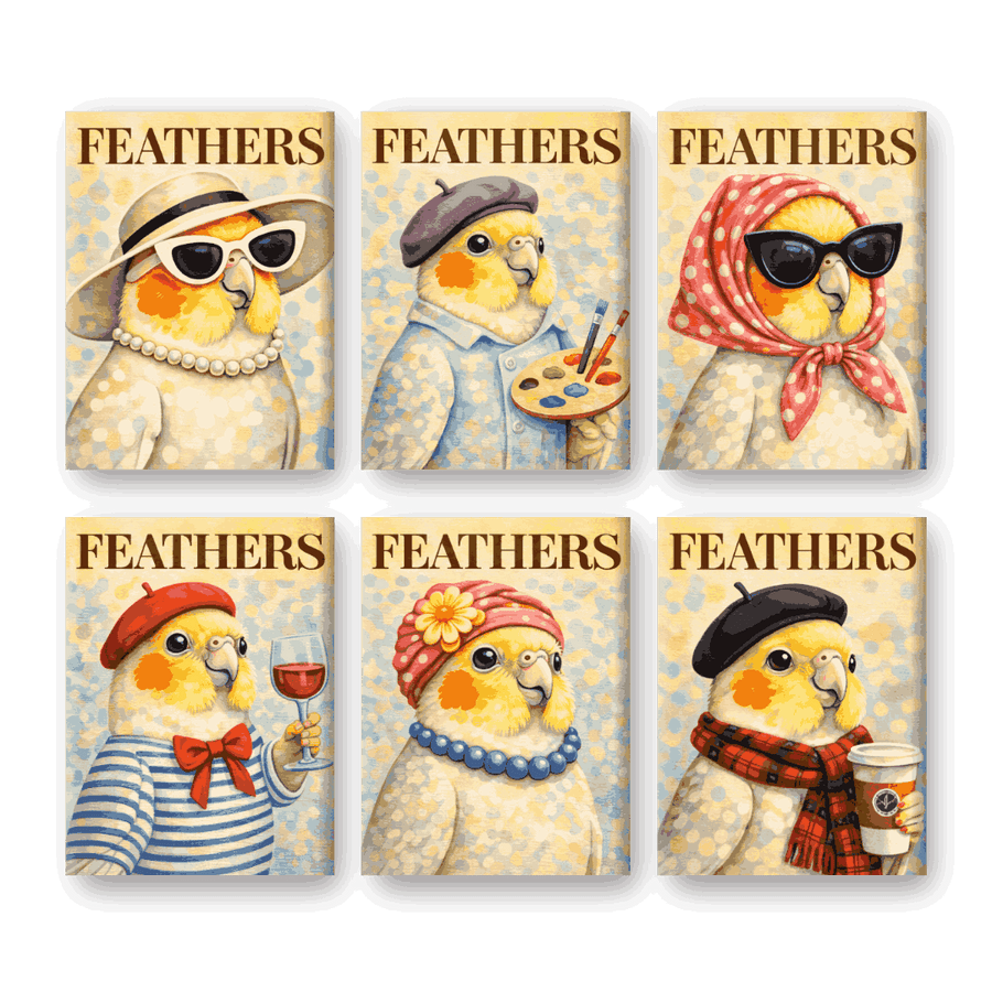 6 Mini Paintings | Feathers Set