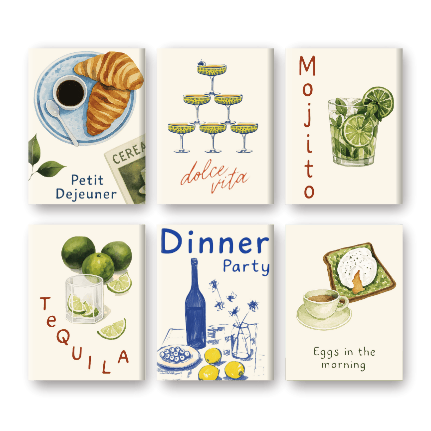 6 Mini Paintings | Food & Drinks Set