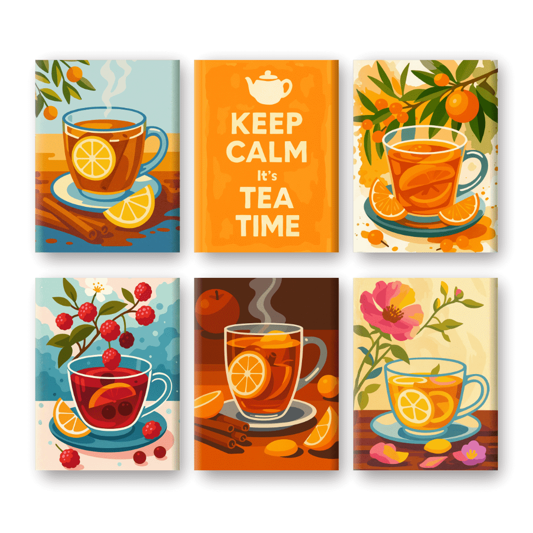 6 Mini Paintings | Fruit Tea Set