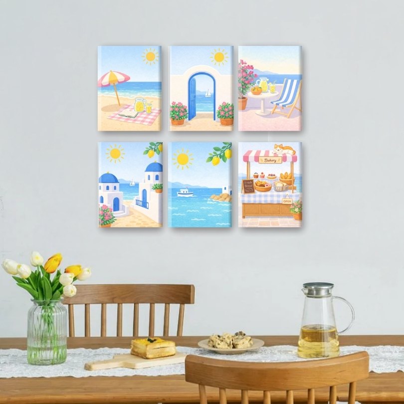 6 Mini Paintings | Greek Island Set