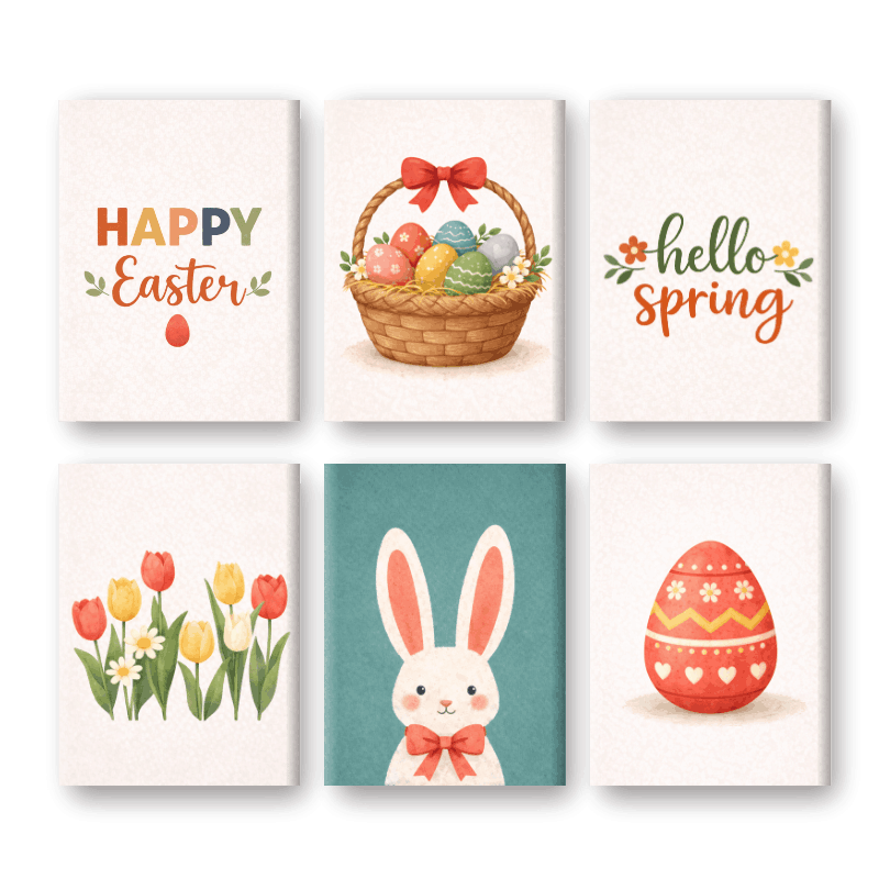 6 Mini Paintings | Happy Easter Set