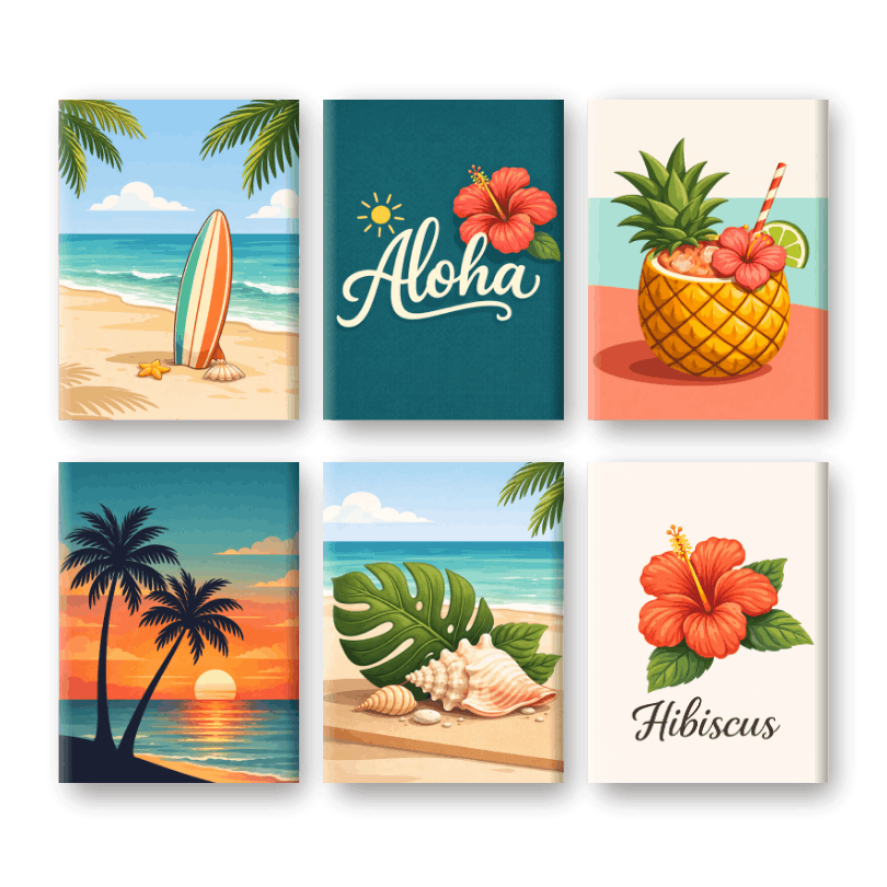 6 Mini Paintings | Hawaiian Aloha Set
