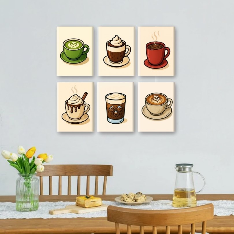 6 Mini Paintings | Hot Chocolate & Coffee Set