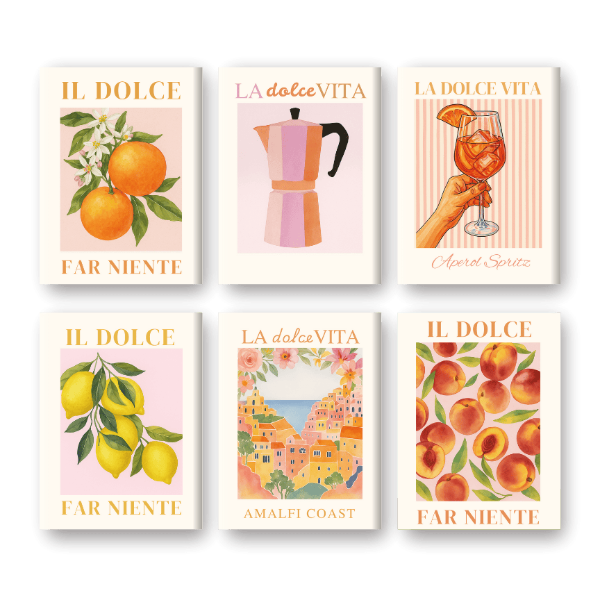 6 Mini Paintings | Italian "Dolce Vita" Set