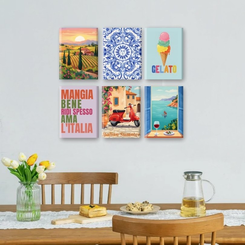 6 Mini Paintings | Italian Lifestyle Set