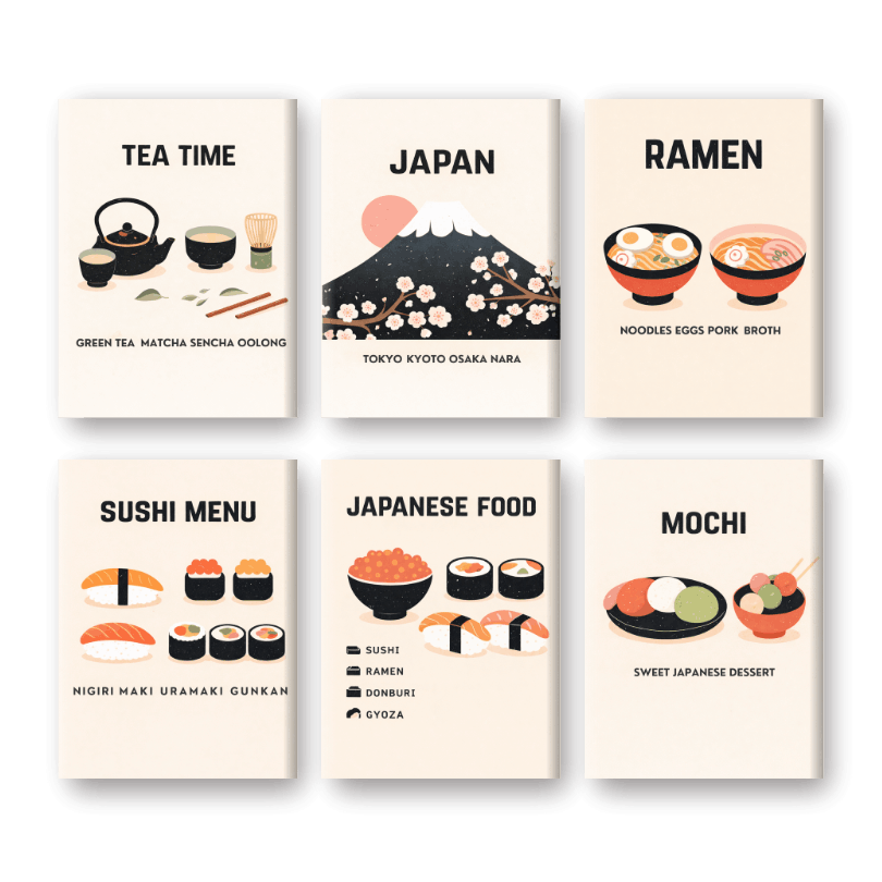 6 Mini Paintings | Japanese Dinner Set