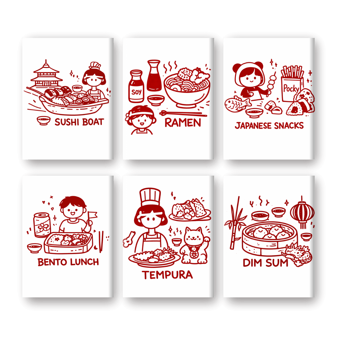 6 Mini Paintings | Kawaii Food Set