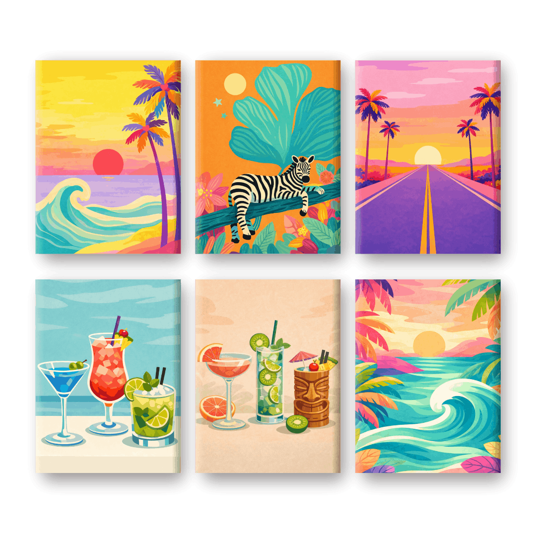 6 Mini Paintings | Tropical Colors Set