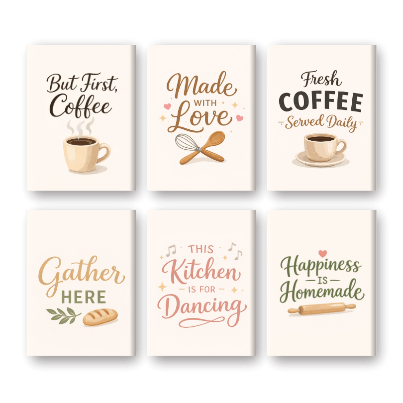 6 Mini Paintings | Kitchen Quotes Set
