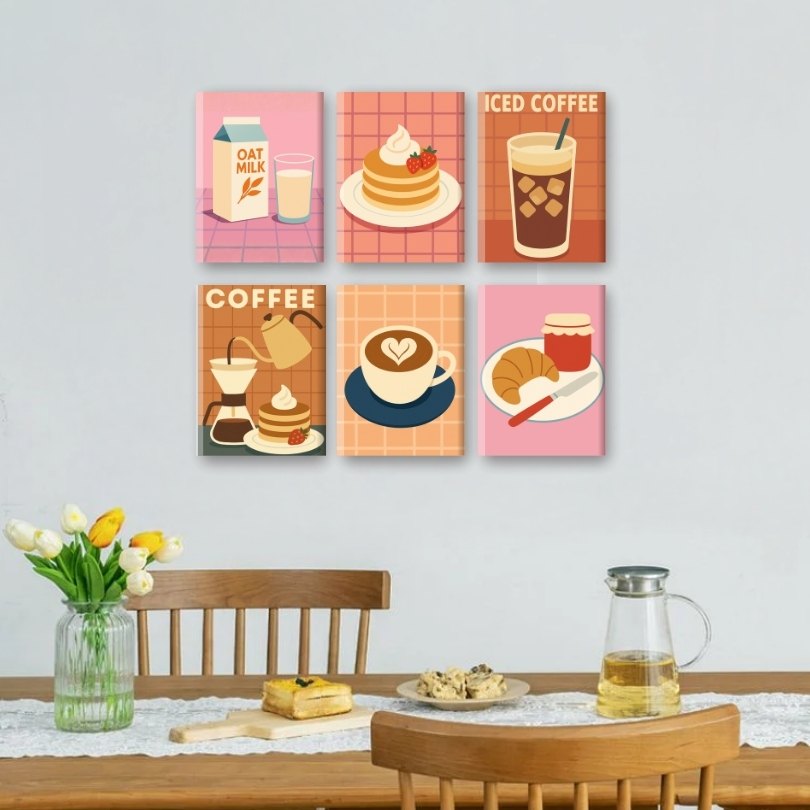 6 Mini Paintings | Morning Breakfast Set
