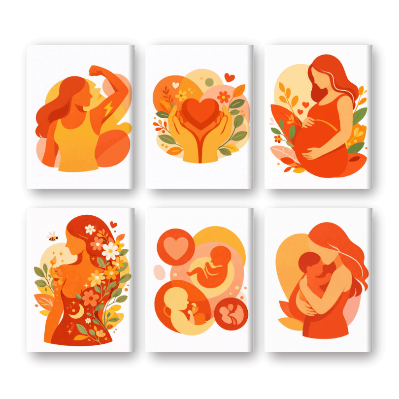 6 Mini Paintings | Motherhood Set