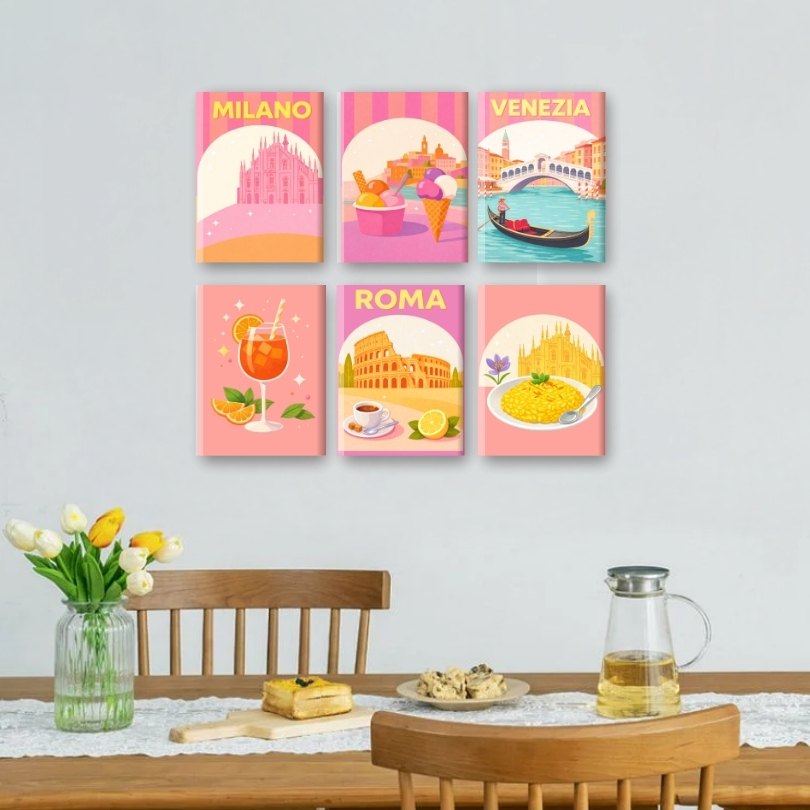 6 Mini Paintings | Pastel Italy Set