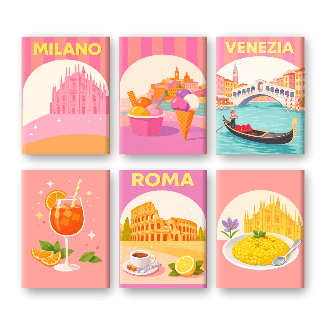 6 Mini Paintings | Pastel Italy Set