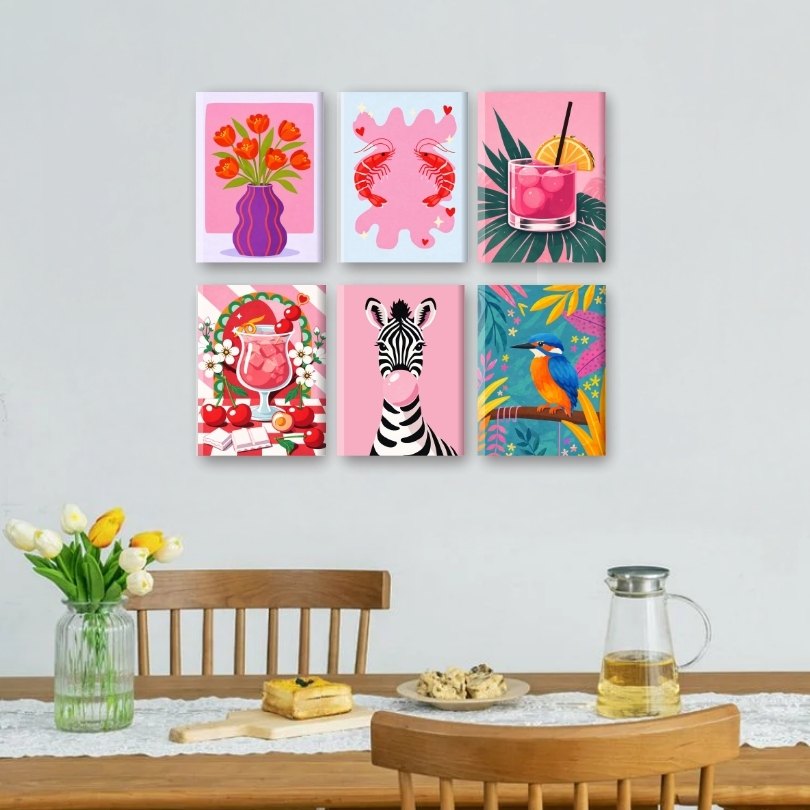 6 Mini Paintings | Pastel Pop Art Set