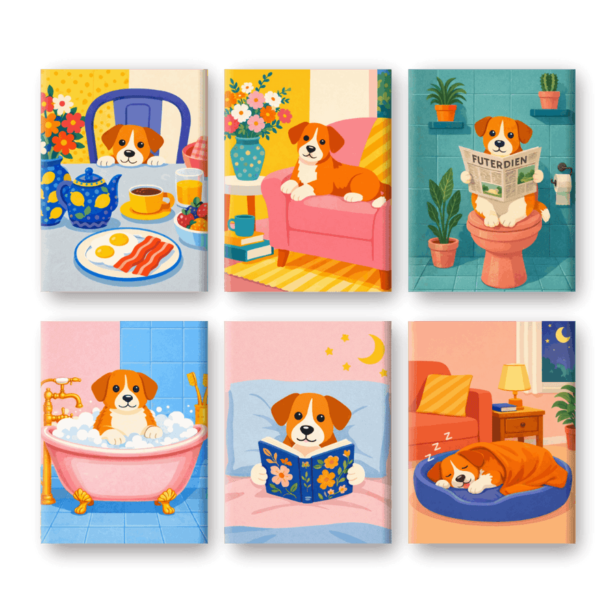 6 Mini Paintings | Puppy Routine Set