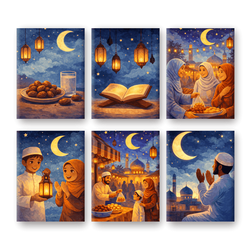 6 Mini Paintings | Ramadan Evenings Set