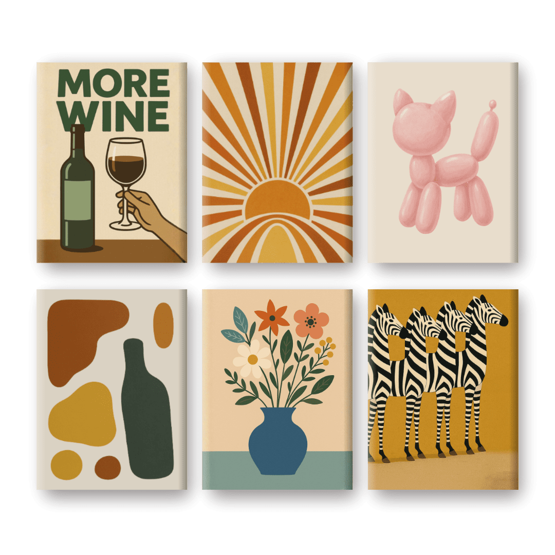 6 Mini Paintings | Retro Charm Set