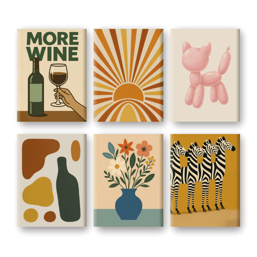 6 Mini Paintings | Retro Charm Set