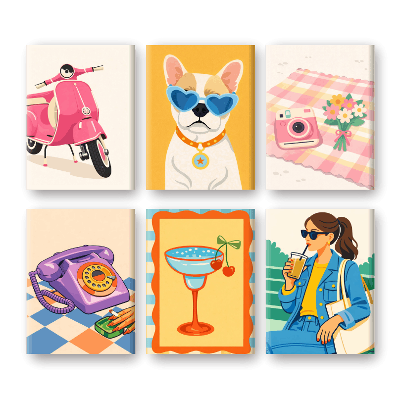 6 Mini Paintings | Retro Pop Set