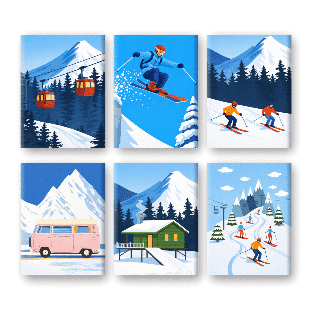 6 Mini Paintings | Ski Set