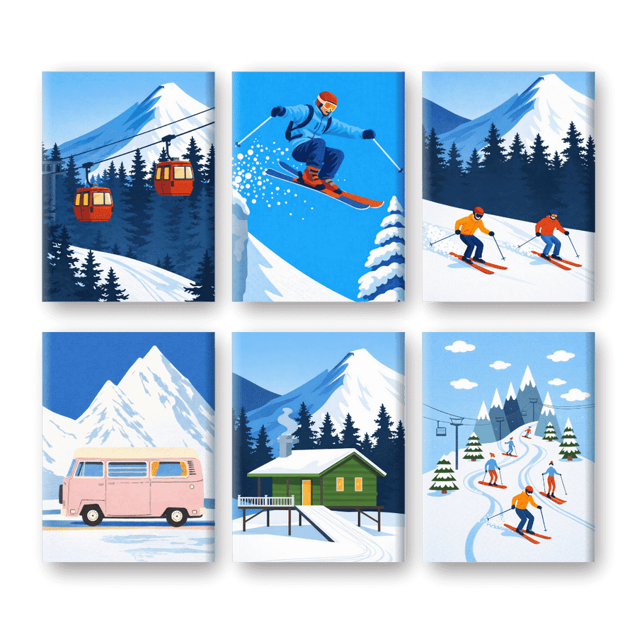6 Mini Paintings | Ski Set