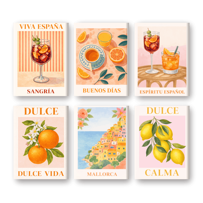 6 Mini Paintings | Spanish Dulce Vida Set