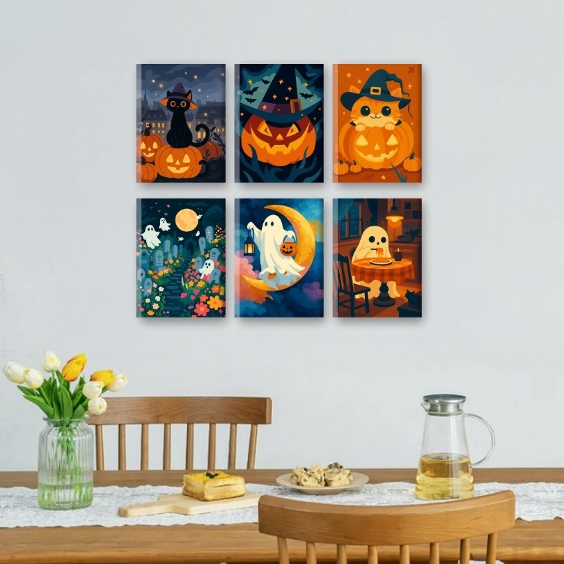 6 Mini Paintings | Spooky Halloween Set