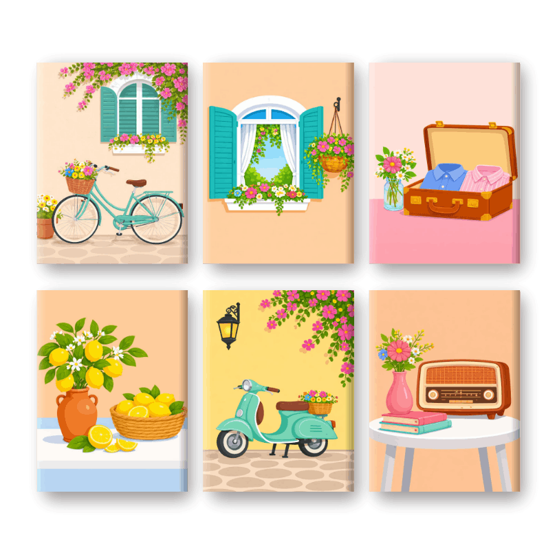 6 Mini Paintings | Sunny Italy Set