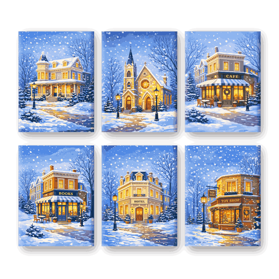 6 Mini Paintings | Winter Street Set