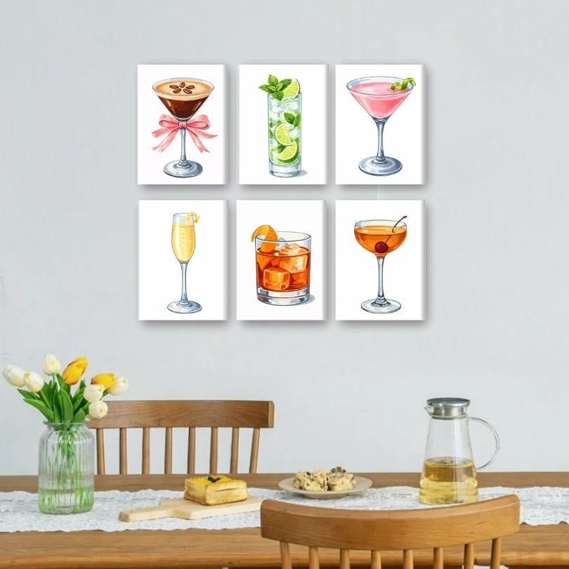 6 Mini Paintings | Beautiful Cocktail Set
