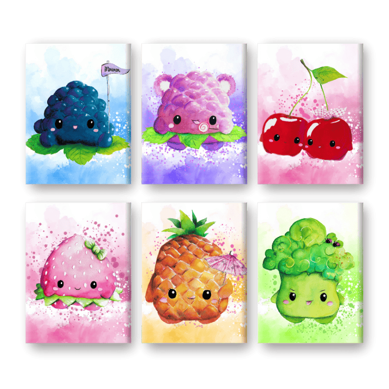 6 Mini Paintings | Kawaii Foods Set