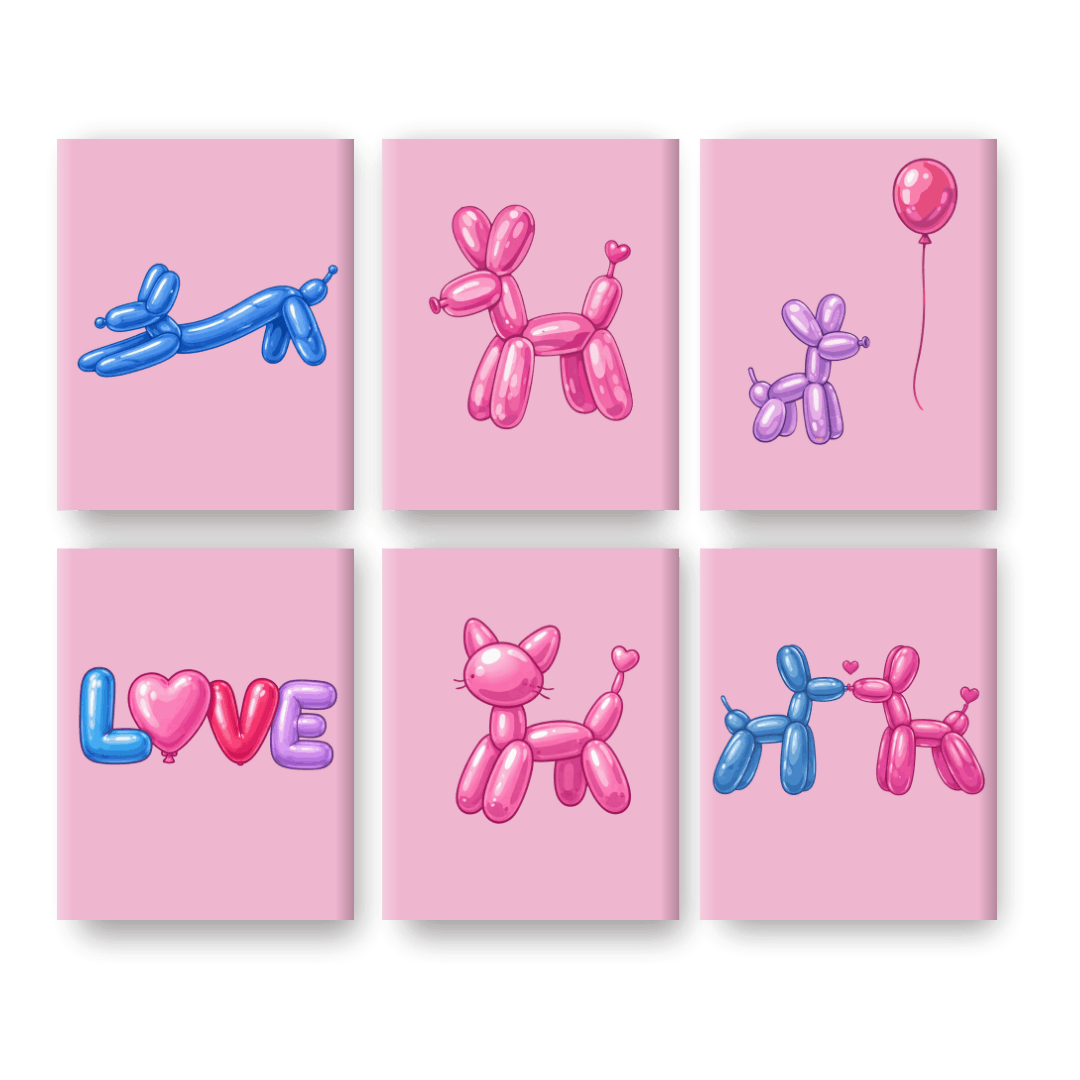 6 Mini Paintings | Balloon Animals Set