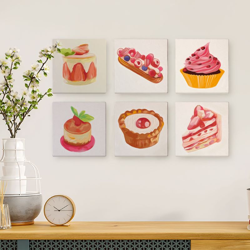 6 Mini Paintings | Pastries Set