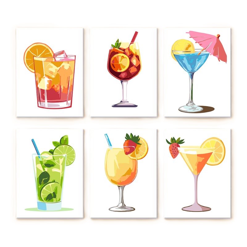 6 Mini Paintings | Summer Cocktail Set
