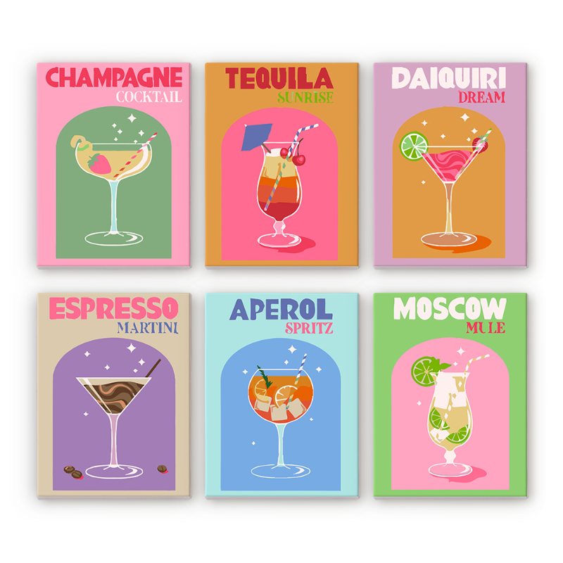 6 Mini Paintings | Sip & Paint Cocktail Set