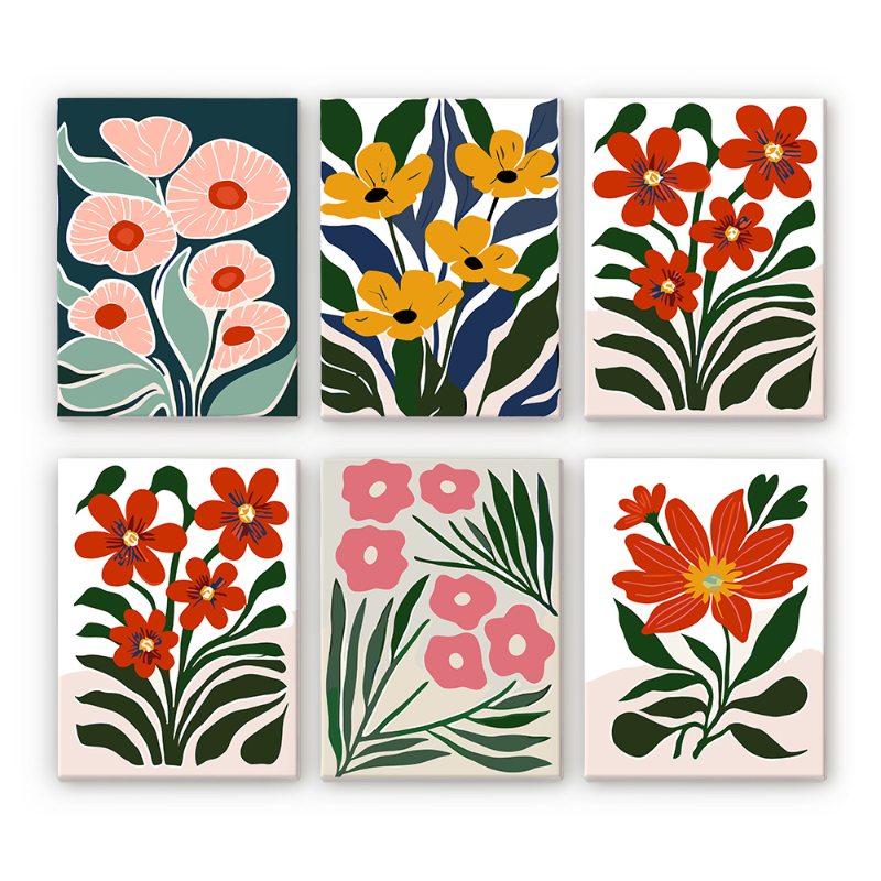 6 Mini Paintings | Gorgeous Flower Set