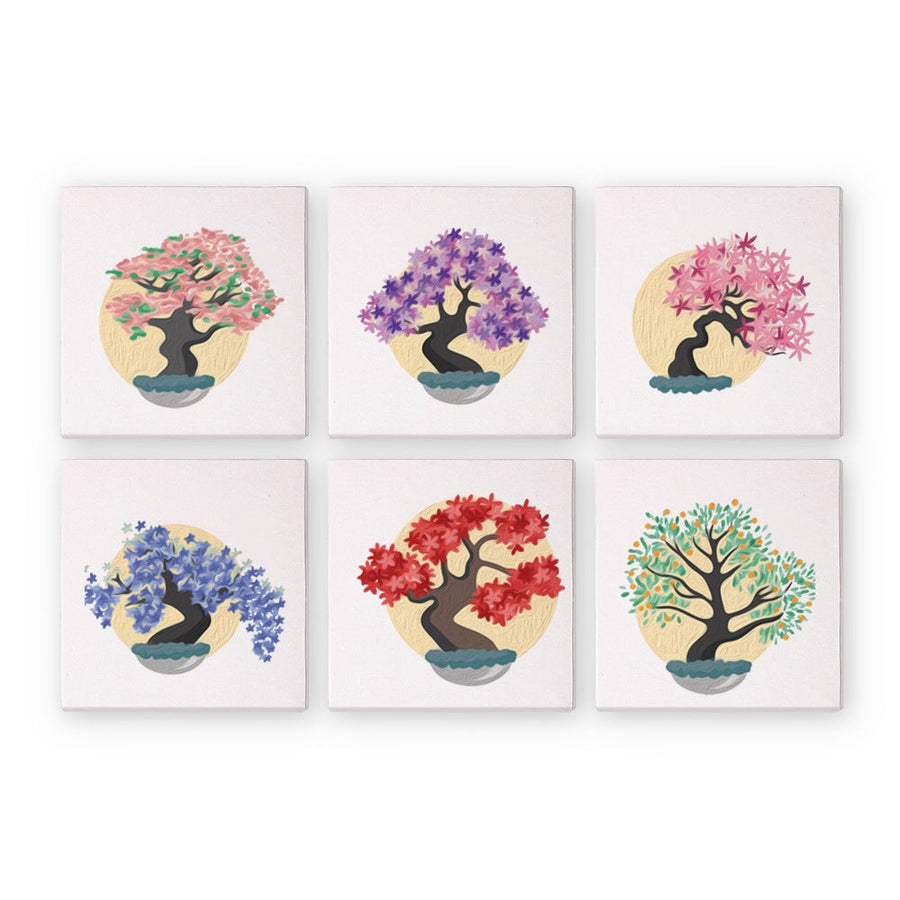 6 Mini Paintings | Colorful Trees Set