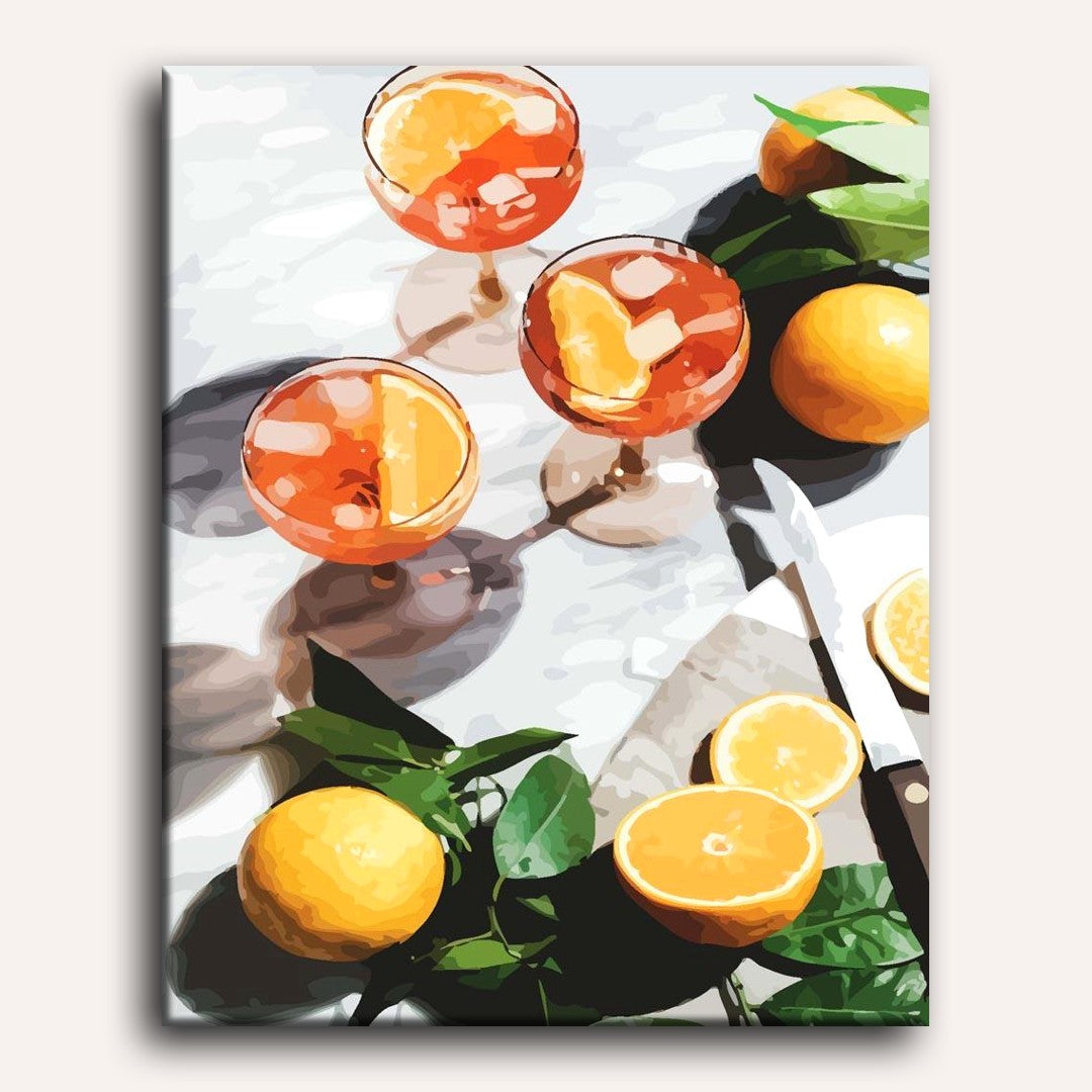 Orange Summer Drinks Set | Paint by Numbers