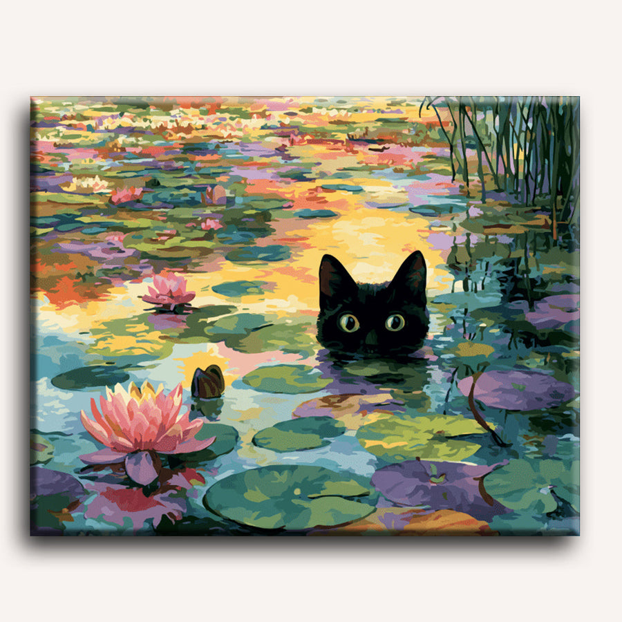 Water Lilies Cat | Paint by Numbers