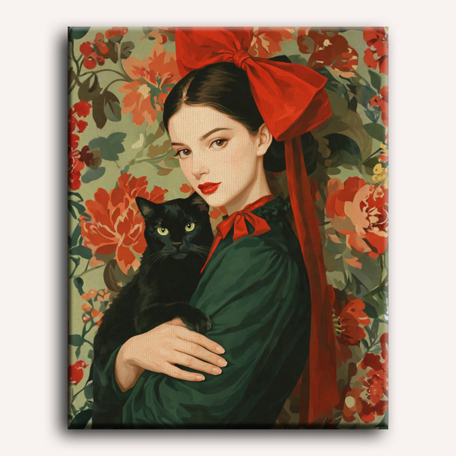 A Red Bow Girl | Paint by Numbers