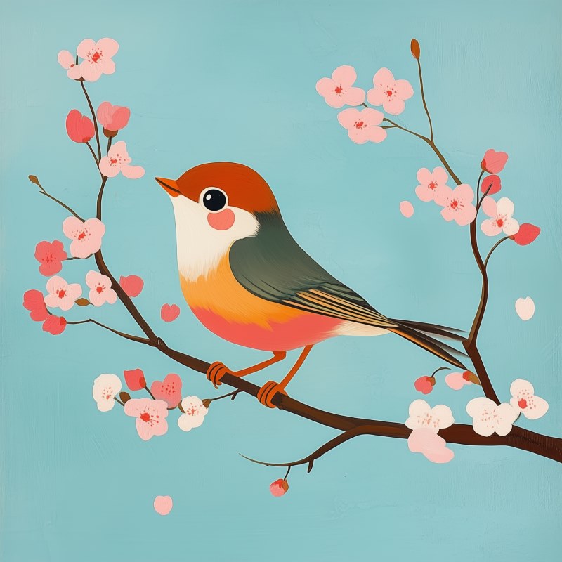 Bird on a Branch | Paint by Numbers