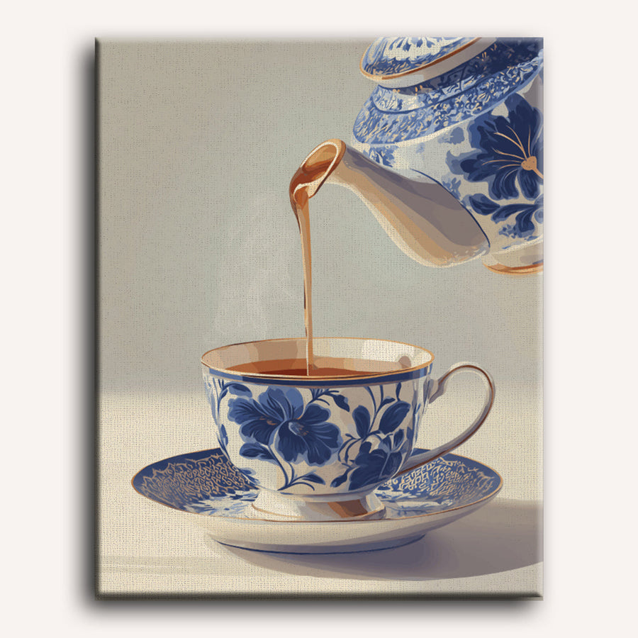 Blue Porcelain Teacup | Paint by Numbers